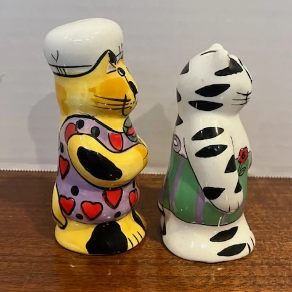 Catzilla Chef & Waiter Cats Salt & Pepper Shakers Candace Reiter Designs